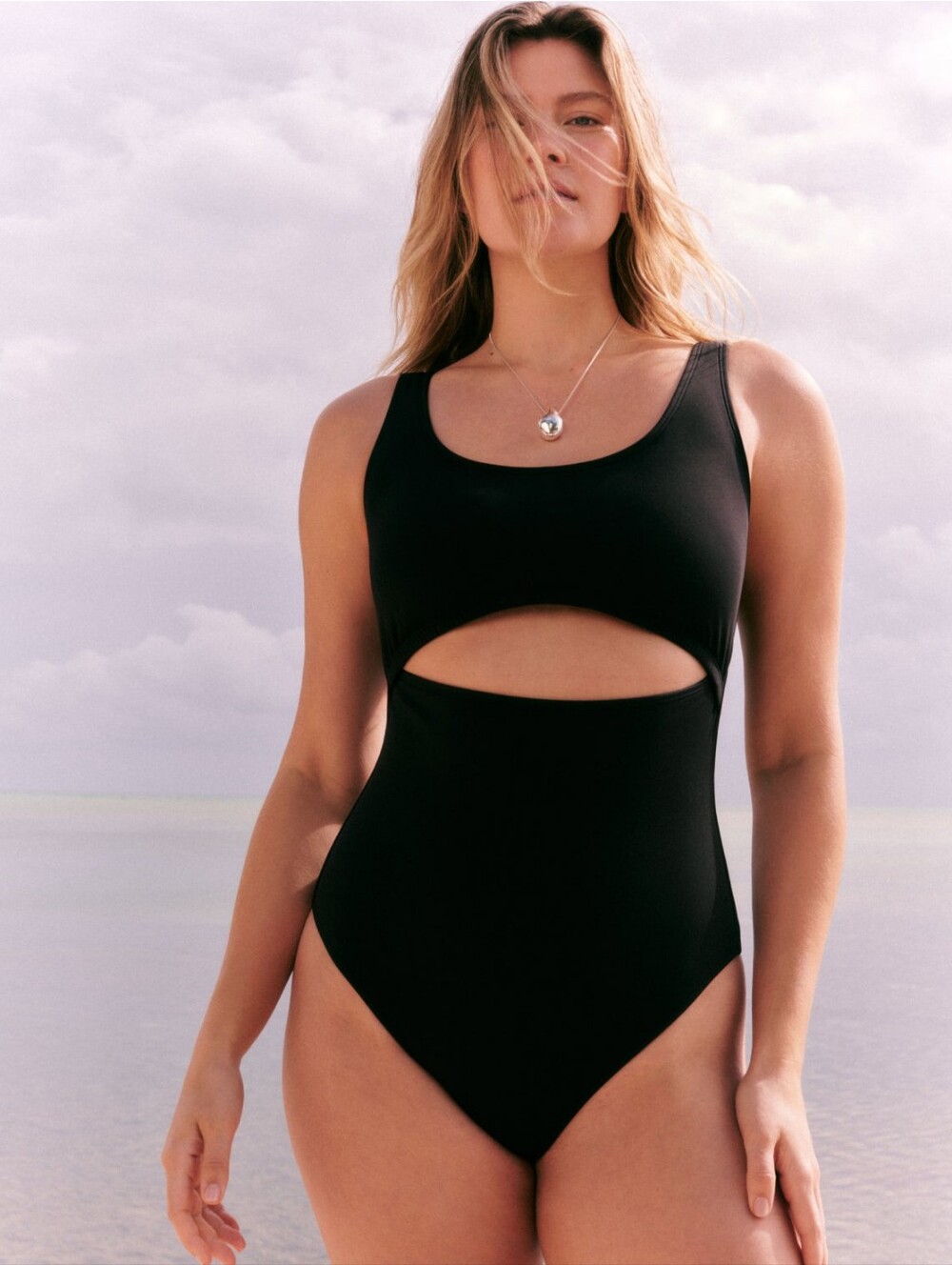 Spanx Black Cutout One-Piece Swimsuit - Women’s Swim L